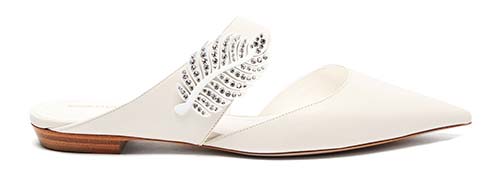 Monstera crystal leaf-embellished leather flats, Nicholas Kirkwood